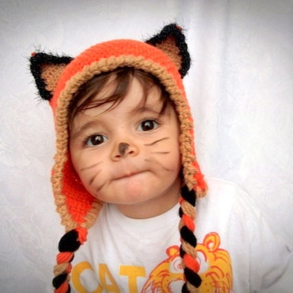 Fox Hat -Crochet Baby Hat-Fox Hat with Earflaps - renard-for Baby or Toddler-baby halloween outfits