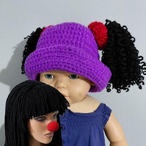 Crochet  clown Wig Hat,Halloween costume,Crochet cabbage patch hat or knit wigs for dolls,baby,child or adult,two ponytail yarn hair