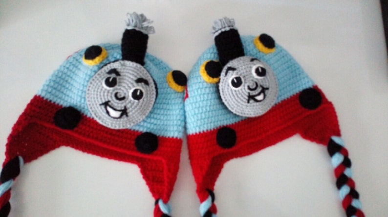 Percy or Thomas crochet hat,select character,Train Crochet Hat,Crochet Thomas the Train hat-Toddlers Children Boys-Earflap Hat,MADE TO ORDER image 4