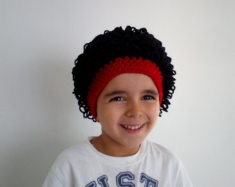 Baby boy Cabbage Patch wig,Halloween costume,Cabbage patch costume,Black and blue,cabbage patch hat,Halloween costume pageant Hair