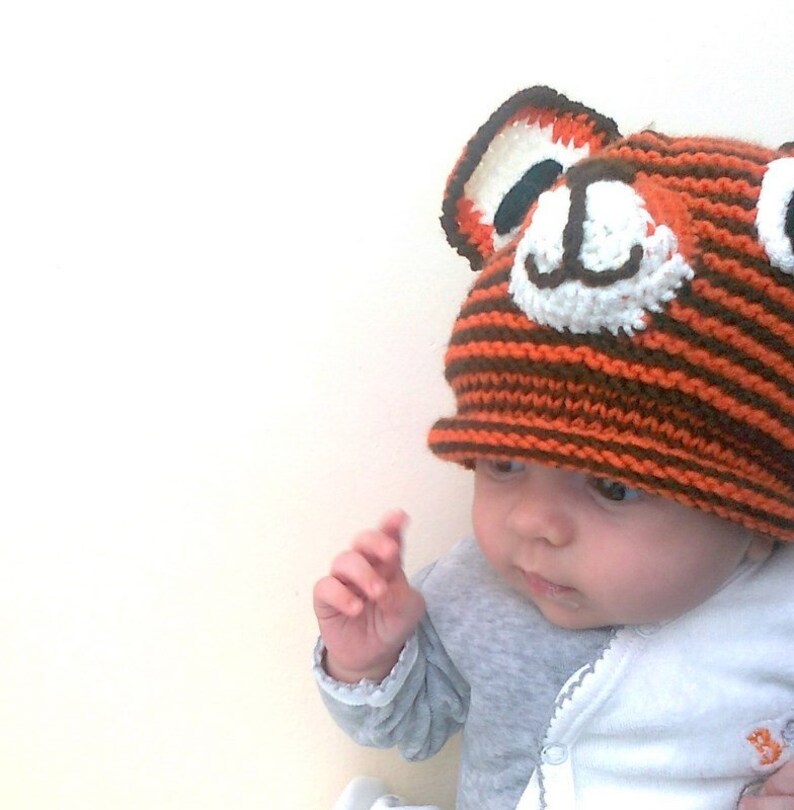 Tiger Hat knitting Tiger Hatfather and Son Tiger Hatsboy Etsy