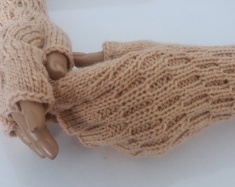 Beige Half Finger- Fingerless Gloves