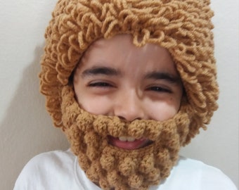 Bearded Beanie and Cabbage Patch wig for kids Photo PropsProps,Halloween costume,crochet cabbage patch hat,Halloween costume pageant Hair