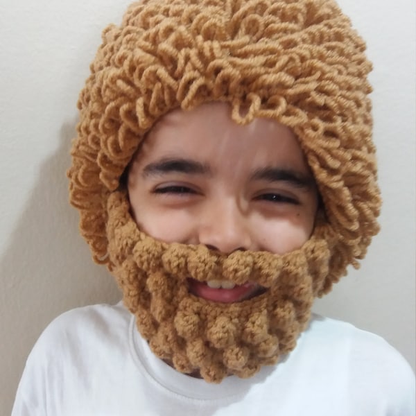 Bearded Beanie and Cabbage Patch wig for kids Photo PropsProps,Halloween costume,crochet cabbage patch hat,Halloween costume pageant Hair