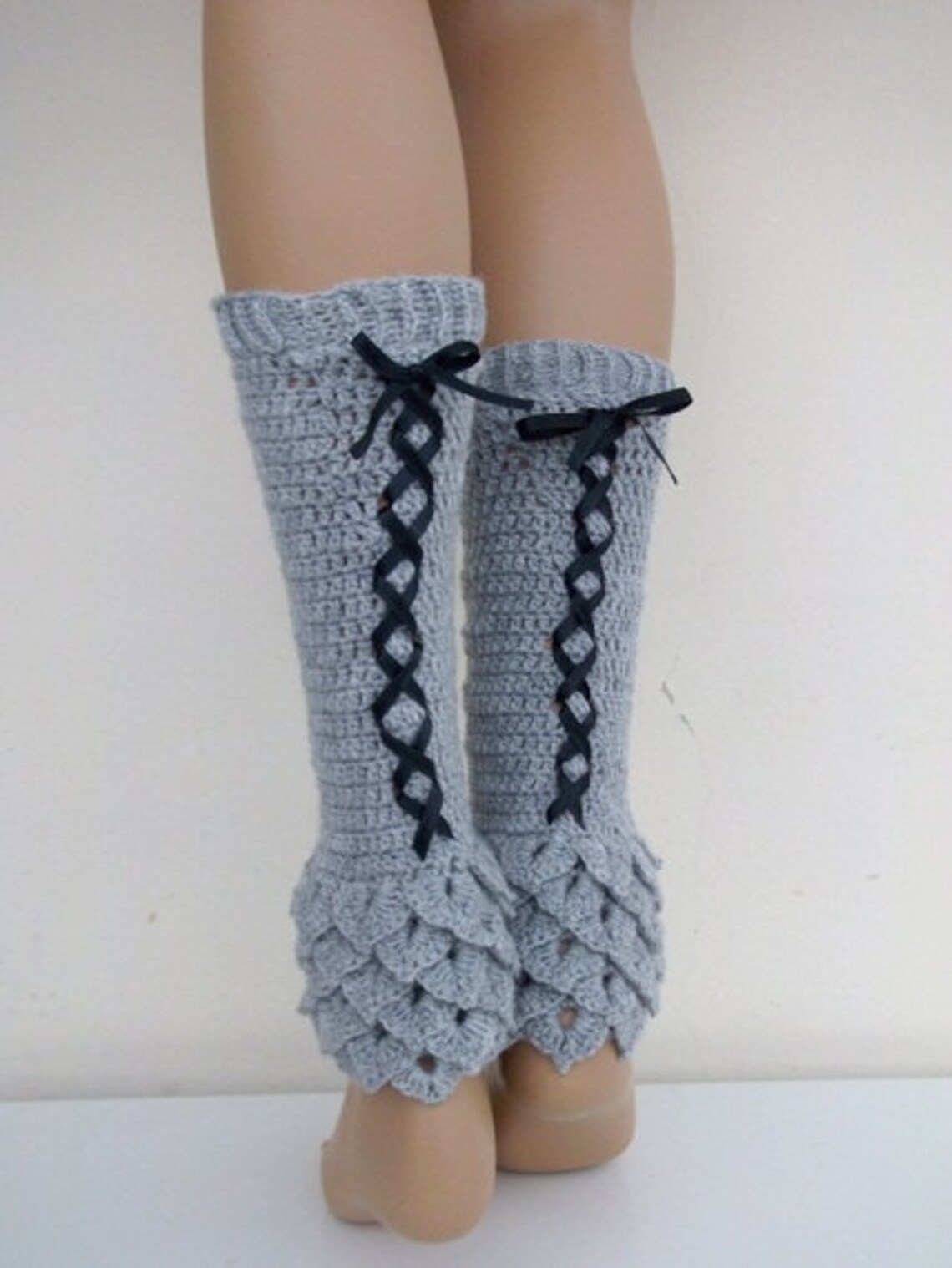 Crochet Gray Leg Warmers Crocodile Stitch Legwarmers Etsy