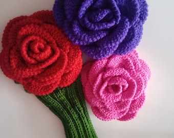 Crochet Rose Golf Club Cover,flower Cover,Club Head Covers,Head Covers,golf clup cover or knit Puppet,Golf Sock,mothers day gift