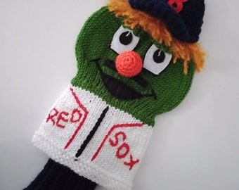 Crochet Golf Club Cover,Boston Red Sox mascot inspired Club Head Covers,Golf Head Covers,golf clup cover or knit Puppet,Personalized