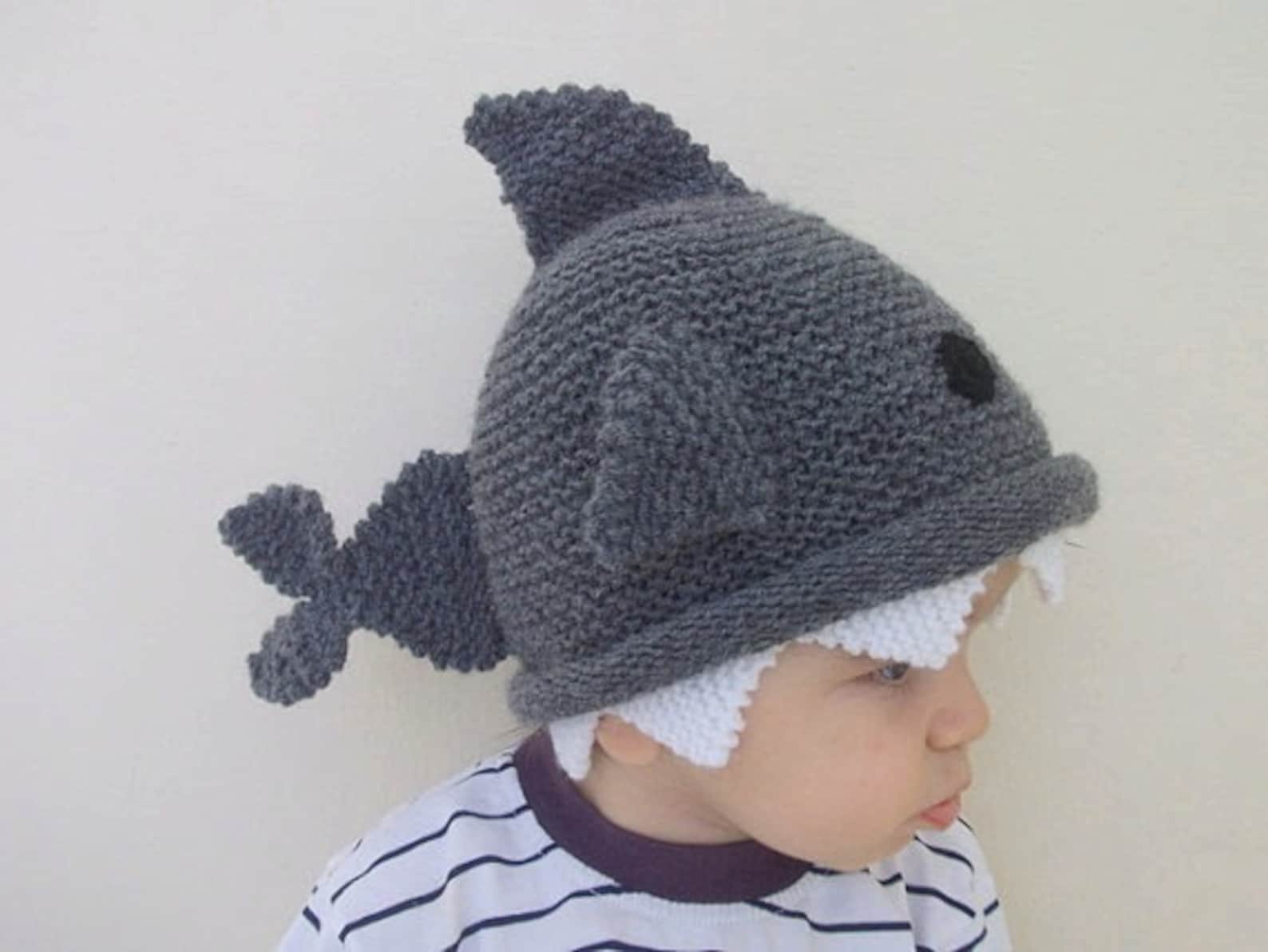 Shark Hat knitting Baby Hat for Baby or Toddlersize 612 Etsy