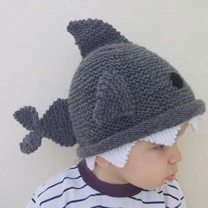 Shark hat Knitting Baby Hat for Baby or Toddler-Size 6-12 months-Dark gray baby hat-boy halloween costume image 1