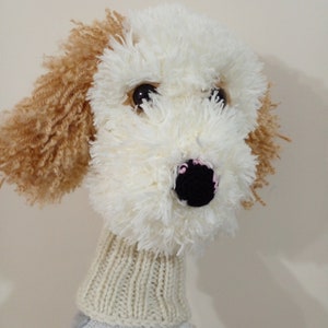 Bespoke Crochet Dog Golf Club,Cavachon dog club driver Head Covers,labradoodle dog golf cover or hand puppet,poodle dog puppet,Golf Sock image 5