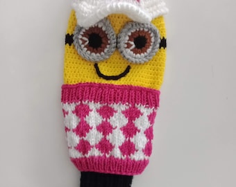 Made in desired colors,Crochet Kevin minion golf club covers,golf clup cover or crochet Puppet
