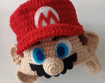 Crochet mario hat,select character,Toddlers Children Boys,Earflap Hat,MADE TO ORDER