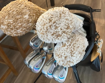 Crochet Plush looking Covers,Handmade golf club cover,Personalized Color Golf Club Head Covers