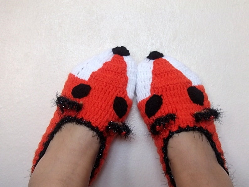 Fox Slippers-Foxy-Home Slippers-women, men, children, teens,renard,Winter Warm Unisex Funny Chunky Crochet Fox-Fathers Day image 2