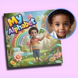 Libro del alfabeto personalizado con IA • Tu hijo en cada letra • Historia del ABC con foto personalizada • Regalo único para niños pequeños • Recuerdo de baby shower