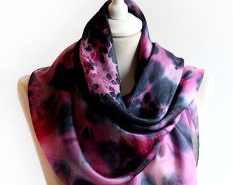 Explosion Nebula Silk Scarf in Pink and Black