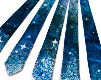 Skinny Galaxy Silk Necktie - Stars and Space Tie