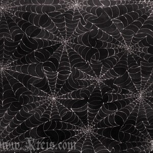 Black goth silk scarf with white spider web image 5