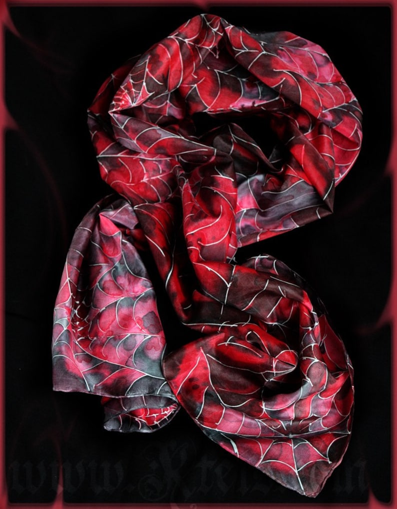 Silk scarf hand painted art nouveau style image 3