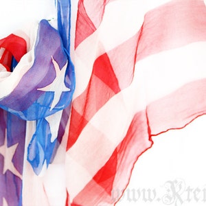 American flag scarf shawl chiffon silk wrap image 1