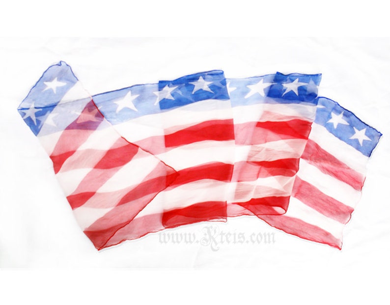 American flag scarf shawl chiffon silk wrap image 3
