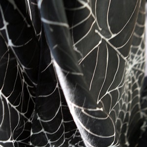 Black goth silk scarf with white spider web image 2