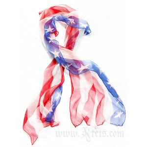 American flag scarf shawl chiffon silk wrap image 2