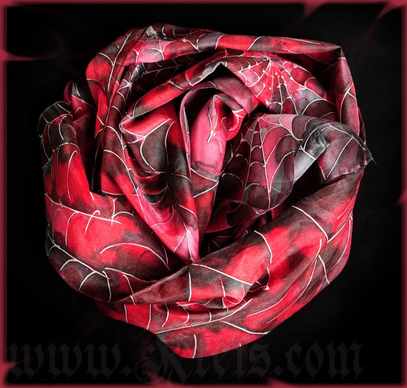 Silk scarf hand painted art nouveau style image 2