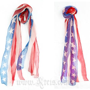 American flag scarf shawl chiffon silk wrap image 5