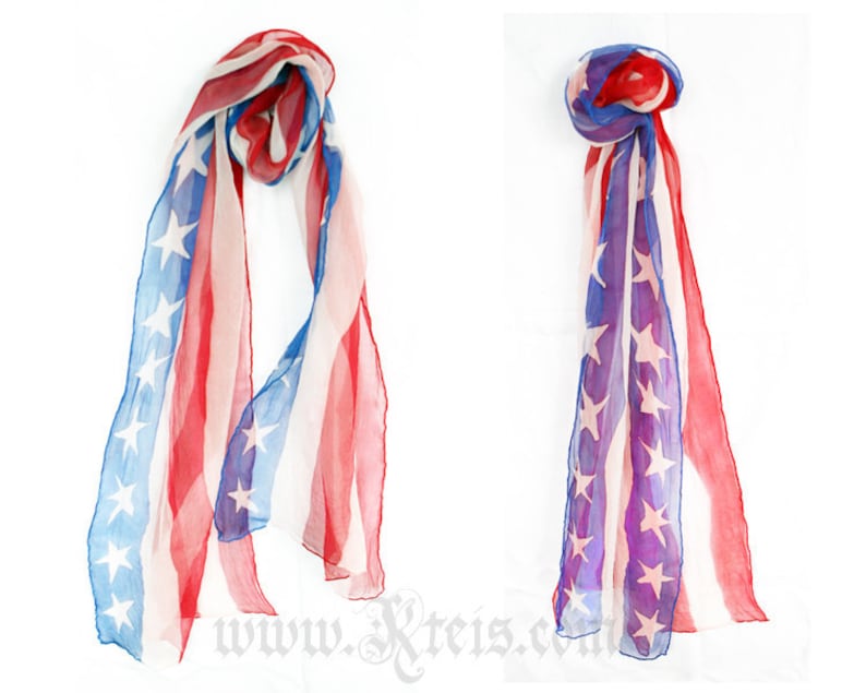 American flag scarf shawl chiffon silk wrap image 5