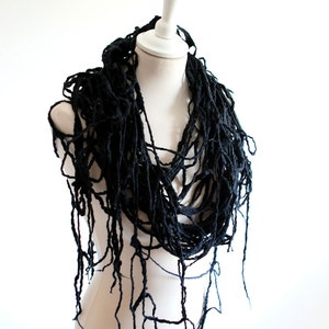 Spider Web Gothic Clothing Scarf Cobweb Felt Scarf Wrap in Black image 2