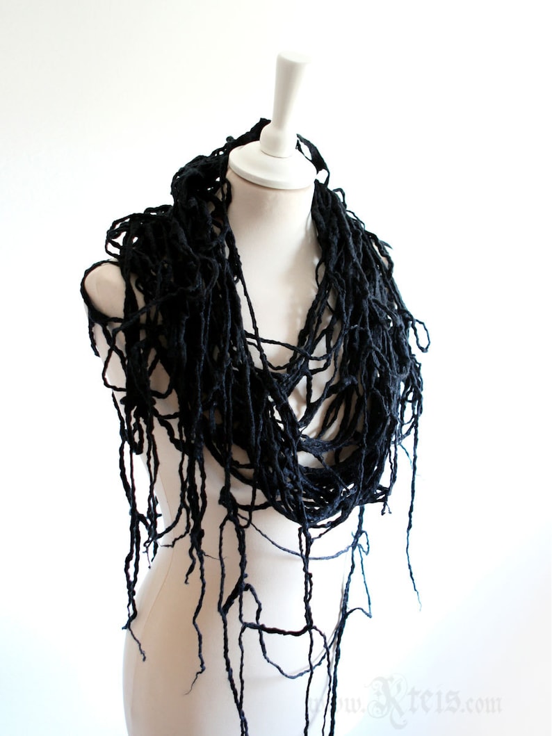 Spider Web Gothic Clothing Scarf Cobweb Felt Scarf Wrap in Black image 2