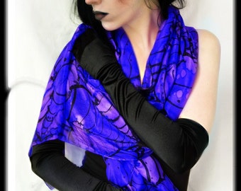 Gothic silk scarf - royal blue - alternative fashion