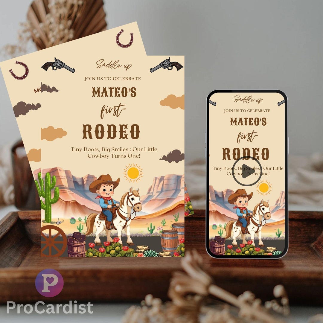 My First Rodeo Invitatioons My First Rodeo Invitation Cowboy Birthday Invite Wild West Cowboy - Etsy