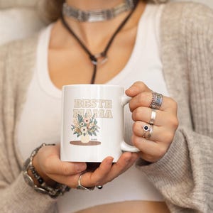 Best Mum Mug - Boho Coffeemug with floral design - Mother&#39;s Day gift - Best gift for mum