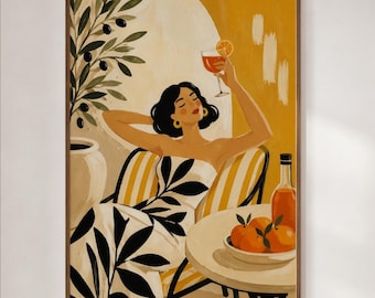 Figuratives Frauenbild | Mediterraner Kunstdruck | Italienischer Sommerdruck | Digitaler Download