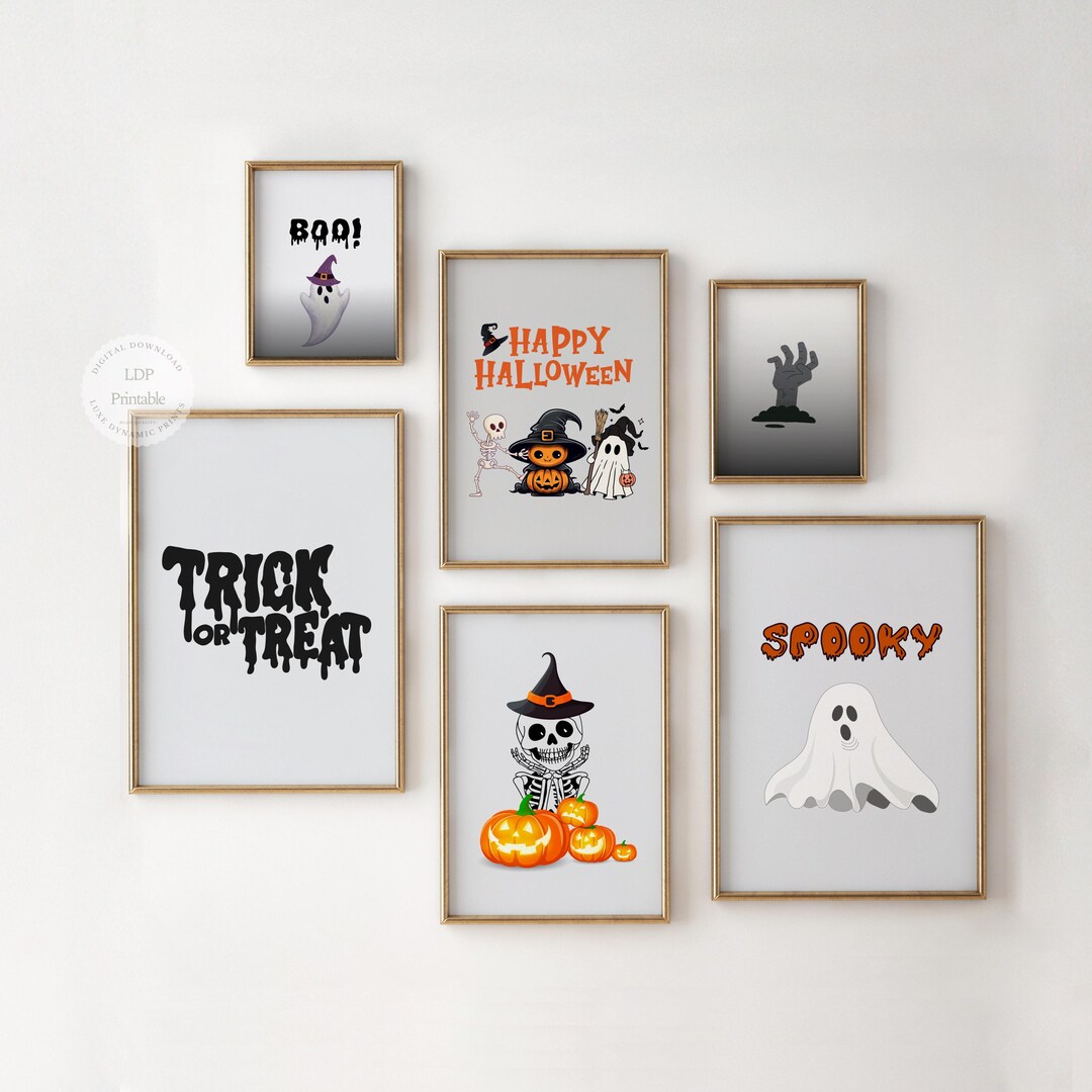 Halloween Wall Art Set | Spooky Printable Wall Decor |trick or Treat ...