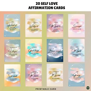 Self Love Affirmation Cards | Printable Motivational Notes for Women | Mindfulness & Abundance Deck | Positive Therapy Tool PDF