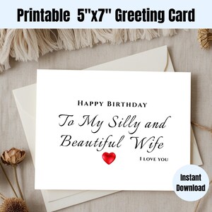 Cartão de aniversário para esposa para imprimir | Cartão engraçado para ela | Cartão de feliz aniversário | Ideia romântica para presentear sua esposa