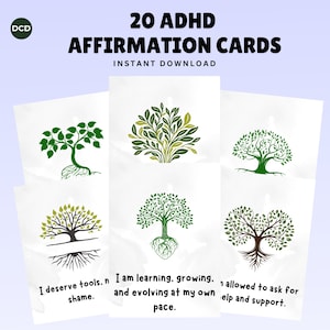 ADHD Affirmation Cards | Calming Corner Printable | Positive Psychology | Tree Calming & Coping Skills | Inspirational Card