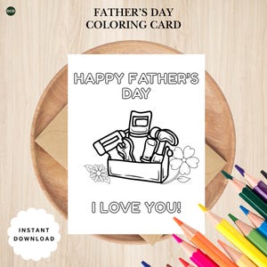 Tarjeta del Día del Padre para imprimir / Colorear tu propia tarjeta / Tarjeta de felicitación para el mejor papá / Carta para papá / Regalo para papá DIY Tarjeta para colorear "Yo, papá"