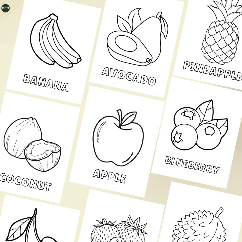 15 Fruits Coloring Pages for Kids | Printable Fruit Name Activity ...