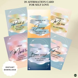Affirmationskarten zur Selbstliebe | Druckbare motivierende Notizen für Frauen | Achtsamkeit und Fülle Deck | Positives Therapie Tool PDF