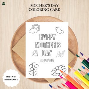 Tarjeta imprimible para el Día de la Madre / Colorea tu propia tarjeta / Tarjeta de felicitación para la mejor mamá / Carta para mamá / Regalo DIY para mamá Tarjeta para colorear "Yo, mamá"