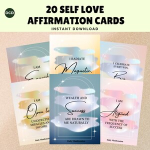 Self Love Affirmation Cards | Printable Motivational Notes for Women | Mindfulness & Abundance Deck | Positive Therapy Tool PDF