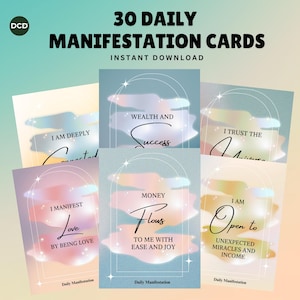 Tarjetas de Afirmaciones de Manifestación / Notas de Manifestación Imprimibles para Mujeres / Baraja de Atención Plena y Abundancia / Herramienta Positiva en PDF