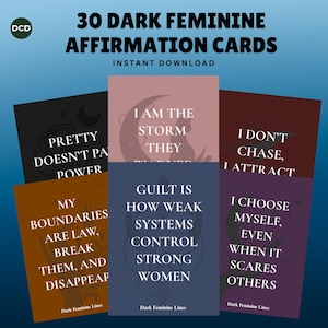 30 carte di affermazione femminile oscura / Citazioni sull'autostima ombra / Mazzo stampabile sull'autostima / Empowerment per le donne / Download immediato