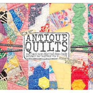 Antique Quilt Digital Paper, Junk Journal Printable, Vintage Scrapbook Paper Pack, 12x12 Collage Sheets, Decoupage Backgrounds, 300 DPI