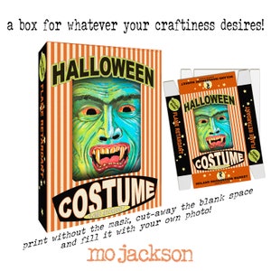 printable vintage halloween striped treat box / digital box to print and fill