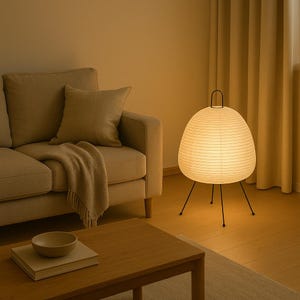Lampada di carta giapponese – Lampada da terra Washi con gambe in metallo – Decorazione Boho Chic Zen per camera da letto o soggiorno